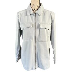 Wonder Nation Twill Jacket Kids Sze XL Light Gray Utility Chest Pockets Full Zip